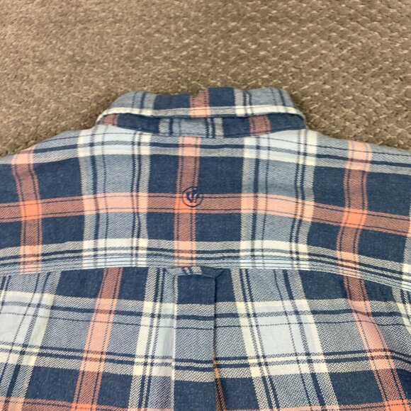 Fat Face Flannel Shirt Men's Large Plaid Check Cotton Iced Blue Pink Button Up - Picture 9 of 16
